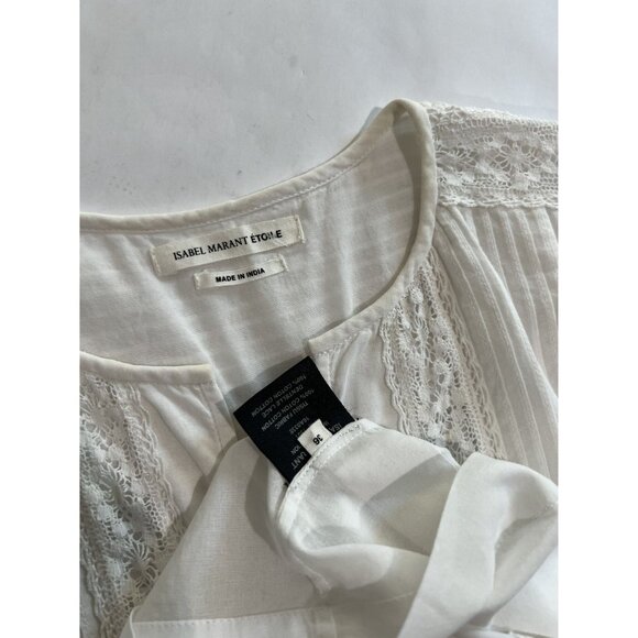 Isabel Marant Etoile Floral Lace Inset Top in White - Picture 3 of 3